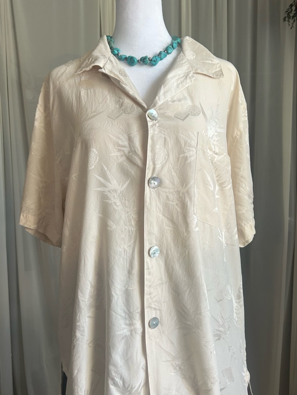 Vintage Silk Short-Sleeve Button-Up Shirt